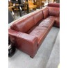 CANAPE D\'ANGLE 3P CUIR ROUGE EN L\'ETAT