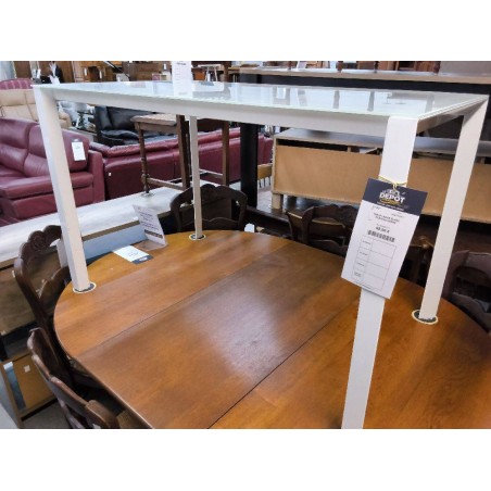 TABLE LAQUE BLANC PLATEAU VERRE 
