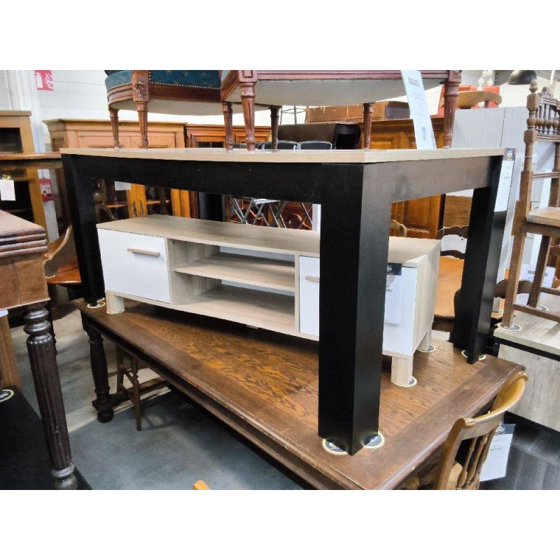 TABLE MODERNE DECO CHENE PIEDS NOIR