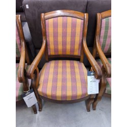 FAUTEUIL STYLE RESTAURATION TISSU JAUNE ET ROUGE