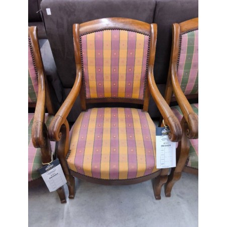 FAUTEUIL STYLE RESTAURATION TISSU JAUNE ET ROUGE