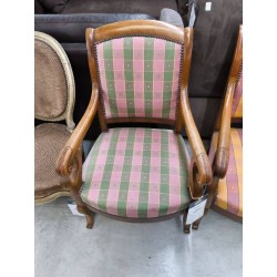 FAUTEUILS STYLE RESTAURATION TISSU VERT ET ROSE