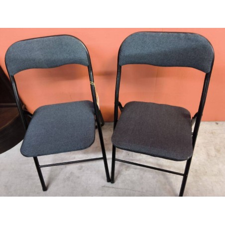 CHAISES PLIANTES TISSUS GRIS LA PAIRE