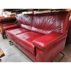 CANAPE CUIR ROUGE 2P