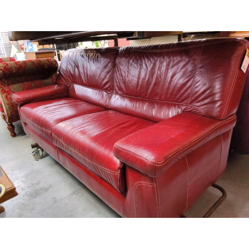 CANAPE CUIR ROUGE 2P