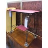 DESSERTE MEUBLE TELE A ROULETTES RETRO SKAI ROUGE