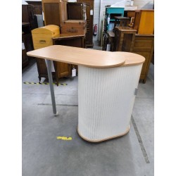 MEUBLE BAR DOUBLE SUR ROULETTE DECO HETRE ET BLANC