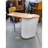 MEUBLE BAR DOUBLE SUR ROULETTE DECO HETRE ET BLANC