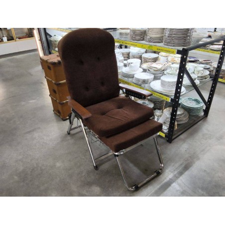 FAUTEUIL PLIANT VELOURS MARRON CHROME