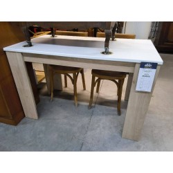 TABLE CUISINE BLANCHE DECO CHENE