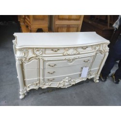 COMMODE STYLE LOUIS XV BLANCHE ET DOREE 4T