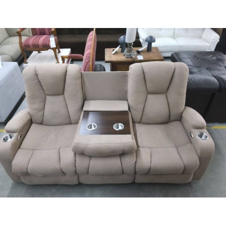 CANAPE ELECTRIQUE TISSUS BRUN + PLATEAU APERO