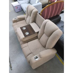 CANAPE ELECTRIQUE TISSUS BRUN + PLATEAU APERO