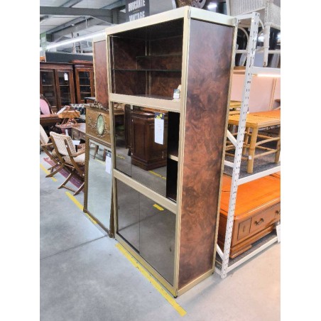 BIBLIOTHEQUE VITREE VINTAGE DOREE 4P1N