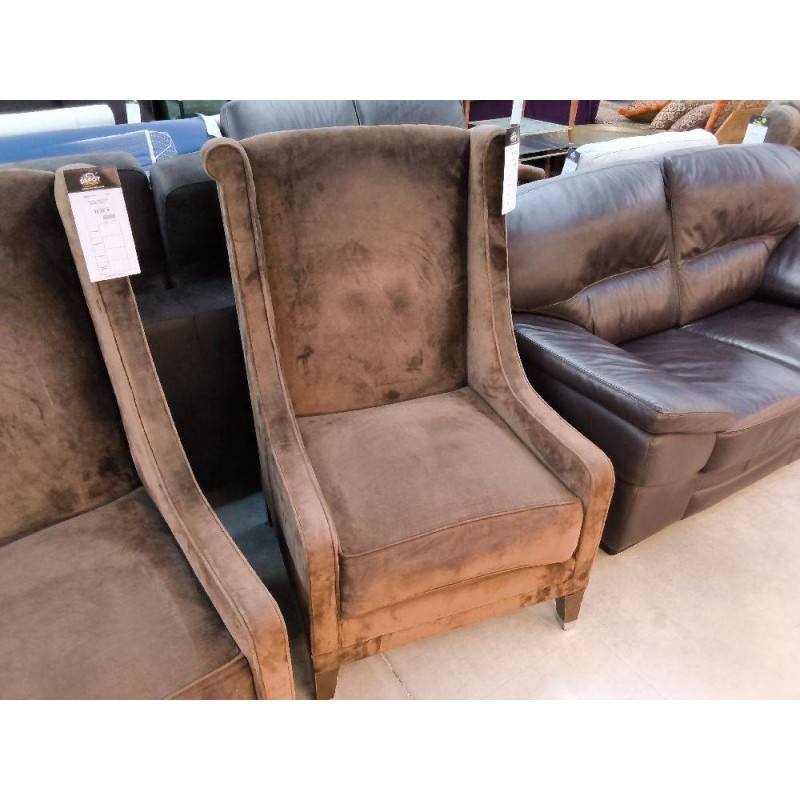 FAUTEUIL HAUT TISSU MARRON L UNITE