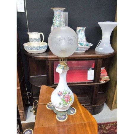 LAMPE A PETROLE DECO FLORALE ELECTRIFIER