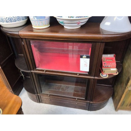 MEUBLE MODULABLE ACAJOU ANGLE ET VITRINE