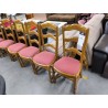 6 CHAISES CHENE ASSISE TISSUS ROUGE