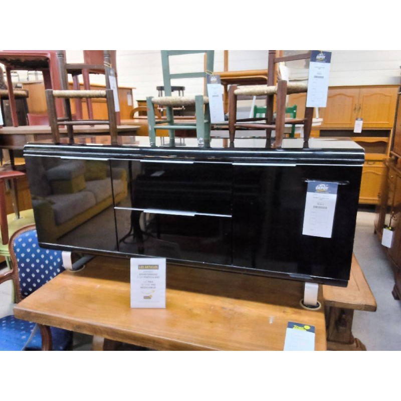 MEUBLE TV LAQUE NOIR 2P2T
