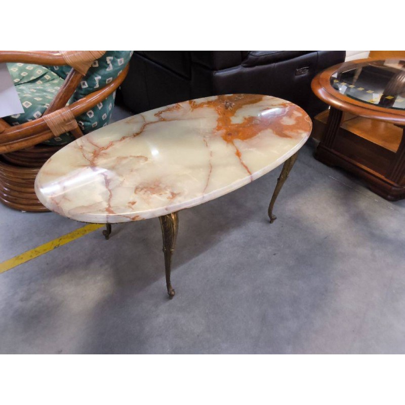 TABLE BASSE OVALE ONYX ET LAITON