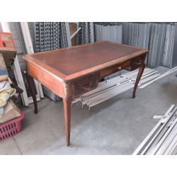 BUREAU STYLE LXV DESSUS CUIR MARRON 3T
