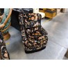FAUTEUIL À OREILLE VELOUR NOIR MOTIF FLORAL UNITÉ