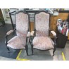 FAUTEUIL VOLTAIRE RELOOKE NOIR ET TISSU ROSE MOTIFS UNITE