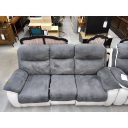 CANAPE RELAX 3 PLACES SKAI BLANC MICROFIBRE GRIS
