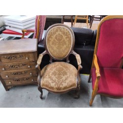 FAUTEUIL MÉDAILLON VELOURS MARRON 