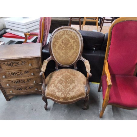 FAUTEUIL MÉDAILLON VELOURS MARRON 
