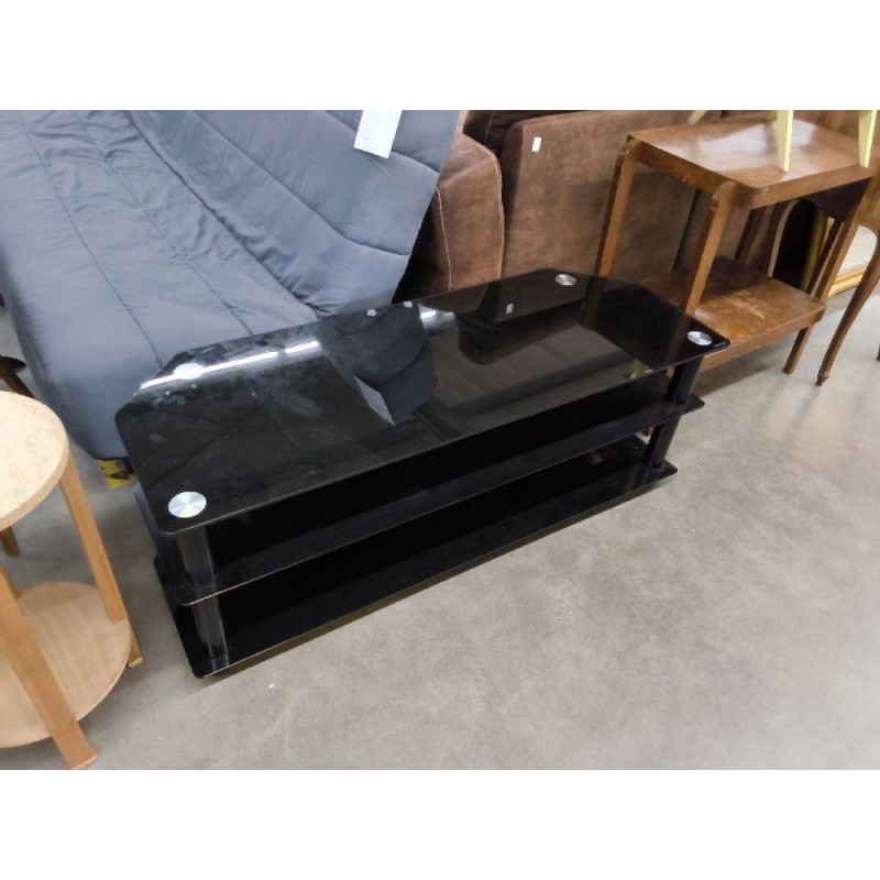 MEUBLE TV VERRE NOIR