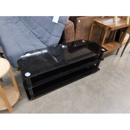 MEUBLE TV VERRE NOIR