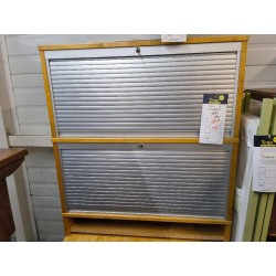 MEUBLE 2 CORPS DE BUREAU HETRE VOLET ROULANT + 2P - + CLE