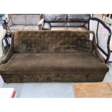 CANAPE CAPITONNE VELOURS MARRON