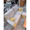 CANAPE 3PLACES +POUF TISSUS GRIS/JAUNE