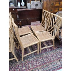CHAISE STYLE CHIPPENDALE X4 BAMBOU ET CANNAGE