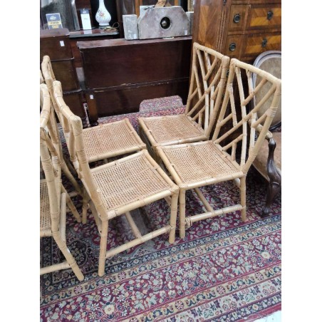 CHAISE STYLE CHIPPENDALE X4 BAMBOU ET CANNAGE
