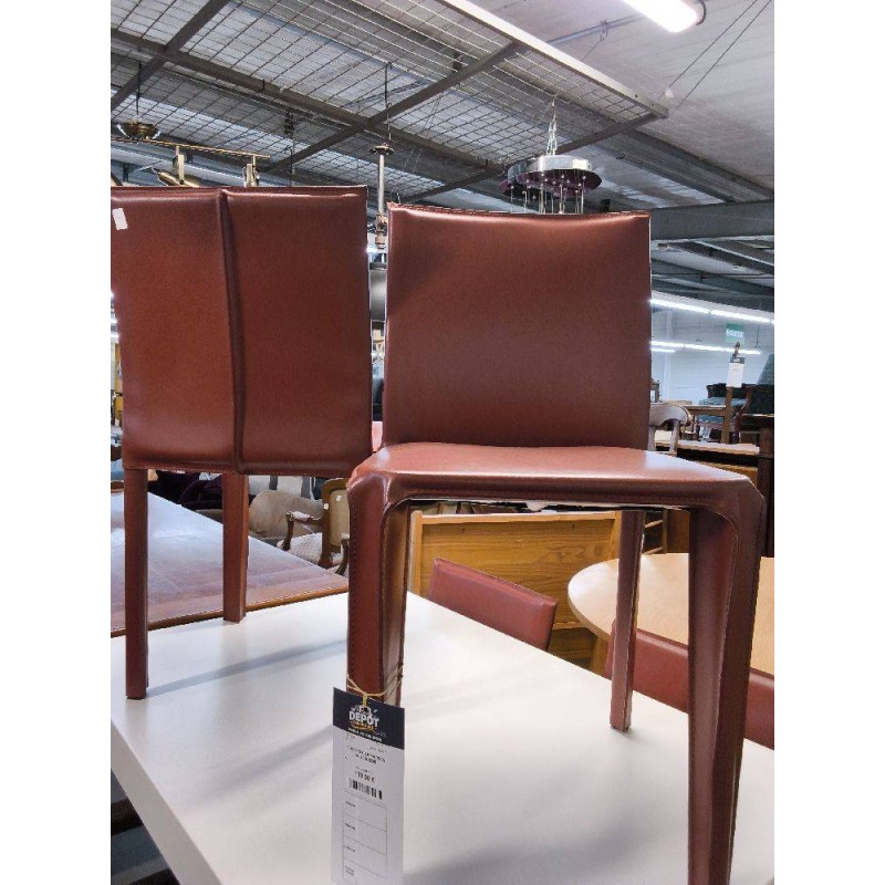 4 CHAISES CUIR MARRON ROCHEBOBOIS