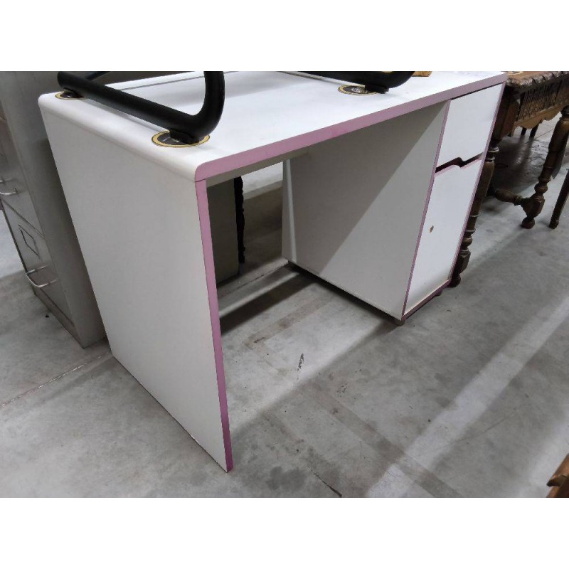 BUREAU ENFANT BLANC ET ROSE 1T1P