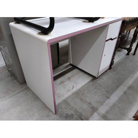 BUREAU ENFANT BLANC ET ROSE 1T1P