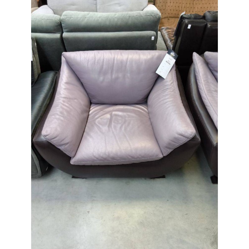 FAUTEUIL CUIR VIOLET/GRIS